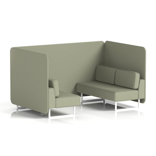 Brixworth 4 Seater Bench Booth With White Legs In Main Line Flax Fabric - Newbury Panels And Sofa