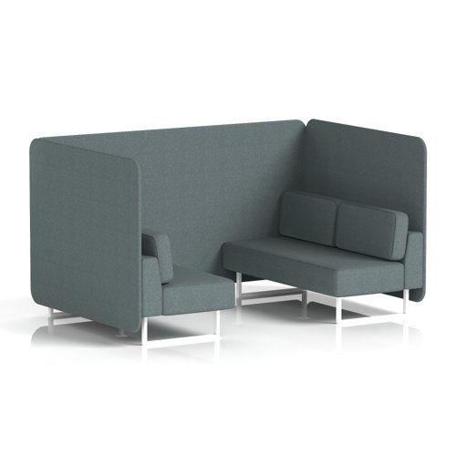 Brixworth 4 Seater Bench Booth With White Legs In Main Line Flax Fabric - Westminster Panels And Sofa