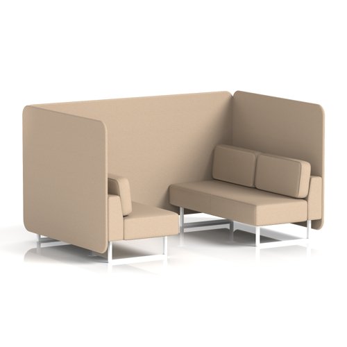 Brixworth 4 Seater Bench Booth With White Legs In Synergy Fabric - Affix Panels And Sofa