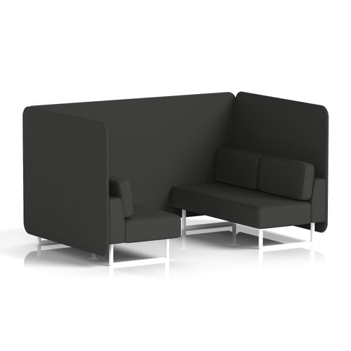 Brixworth 4 Seater Bench Booth With White Legs In Synergy Fabric - Mix Panels And Sofa