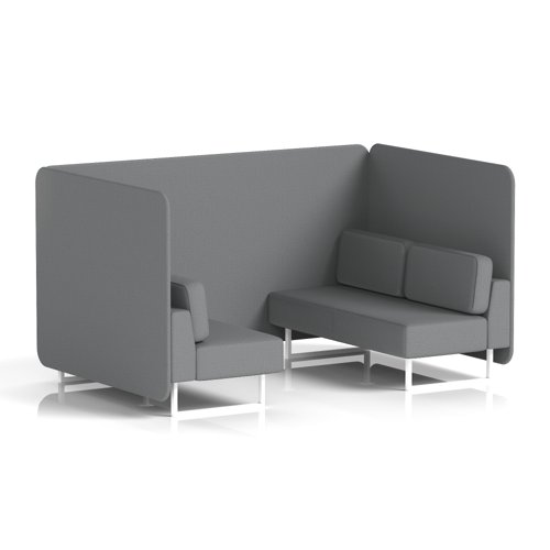 Brixworth 4 Seater Bench Booth With White Legs In Synergy Fabric - Partner Panels And Sofa