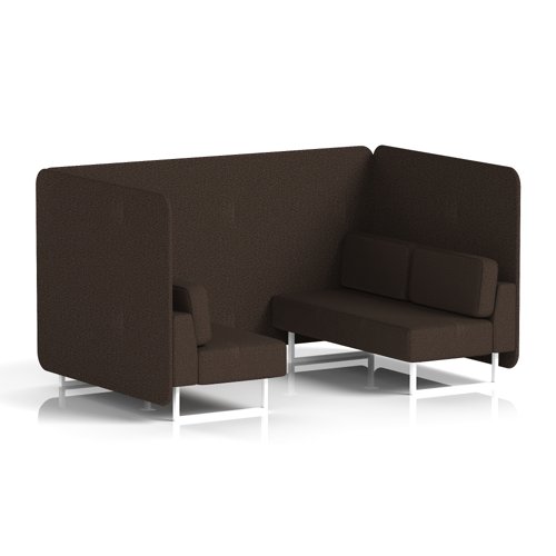 Brixworth 4 Seater Bench Booth With White Legs In Synergy Fabric - Wed Panels And Sofa
