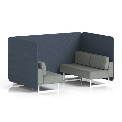 Brixworth 4 Seater Bench Booth With White Legs In Rivet Fabric - Crucible Panels And Prime Sofa