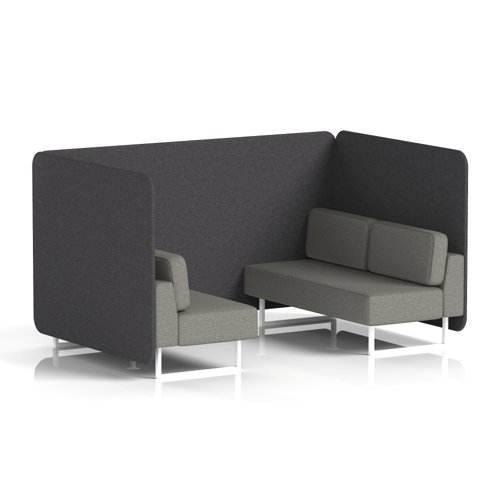 Brixworth 4 Seater Bench Booth With White Legs In X2 Fabric - Arithmetic Panels And Number Sofa