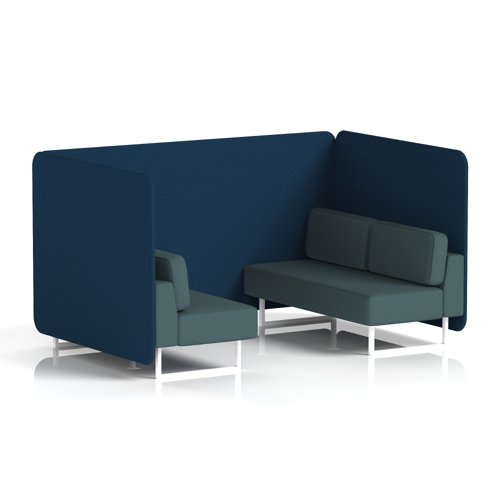 Brixworth 4 Seater Bench Booth With White Legs In X2 Fabric - Calculus Panels And Polygon Sofa