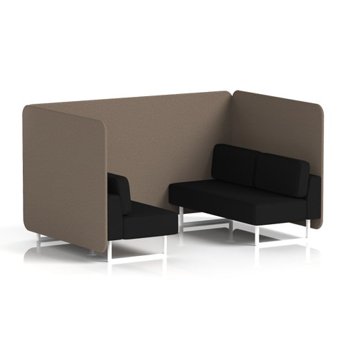 Brixworth 4 Seater Bench Booth With White Legs In X2 Fabric - Theory Panels And Diameter Sofa