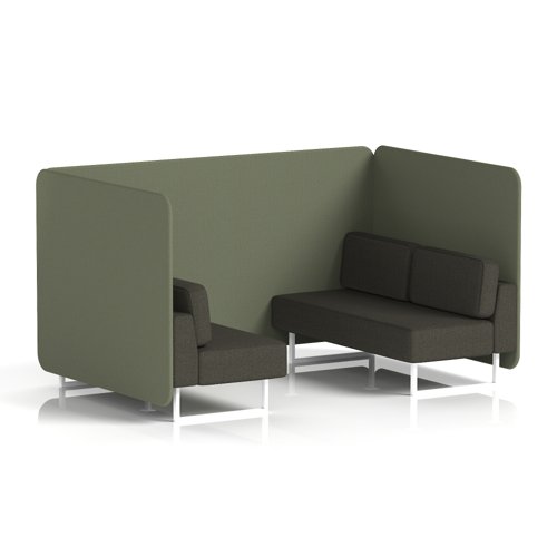 Brixworth 4 Seater Bench Booth With White Legs In Main Line Flax Fabric - Monument Panels And Temple Sofa