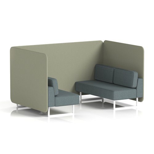 Brixworth 4 Seater Bench Booth With White Legs In Main Line Flax Fabric - Newbury Panels And Westminster Sofa