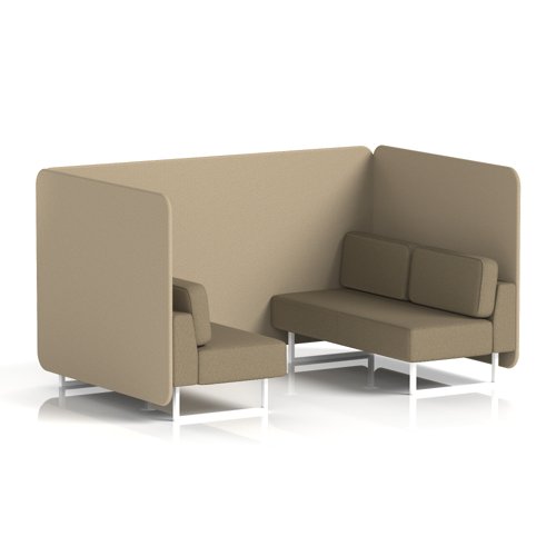 Brixworth 4 Seater Bench Booth With White Legs In Main Line Flax Fabric - Upminster Panels And Bank Sofa