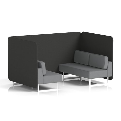 Brixworth 4 Seater Bench Booth With White Legs In Synergy Fabric - Mix Panels And Partner Sofa