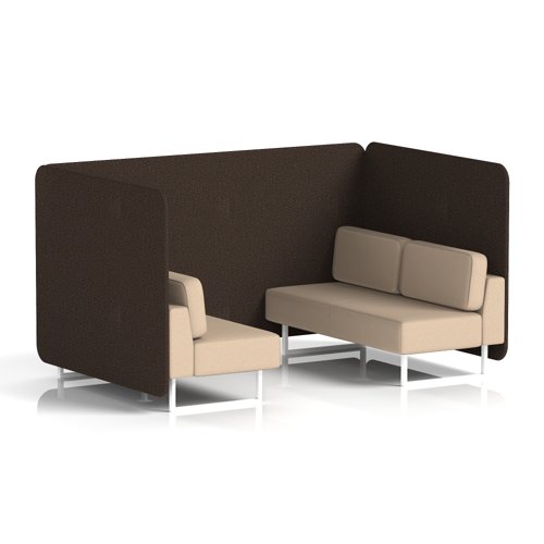 Brixworth 4 Seater Bench Booth With White Legs In Synergy Fabric - Wed Panels And Affix Sofa