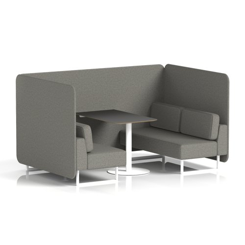 Brixworth 4 Seater Bench Booth With White Legs And Black Table With White Leg In X2 Fabric - Number Panels And Sofa
