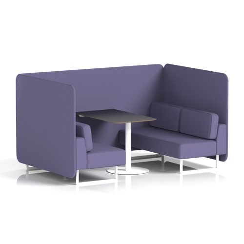Brixworth 4 Seater Bench Booth With White Legs And Black Table With White Leg In Synergy Fabric - Order Panels And Sofa