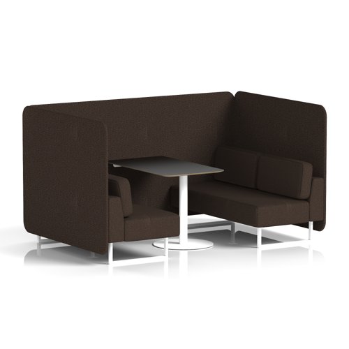 Brixworth 4 Seater Bench Booth With White Legs And Black Table With White Leg In Synergy Fabric - Wed Panels And Sofa