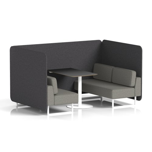 Brixworth 4 Seater Bench Booth With White Legs And Black Table With White Leg In X2 Fabric - Arithmetic Panels And Number Sofa