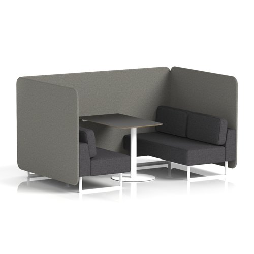 Brixworth 4 Seater Bench Booth With White Legs And Black Table With White Leg In X2 Fabric - Number Panels And Arithmetic Sofa