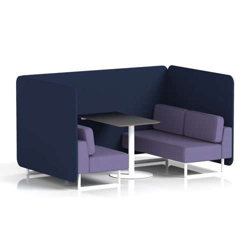 Brixworth 4 Seater Bench Booth With White Legs And Black Table With White Leg In Synergy Fabric - Alike Panels And Order Sofa