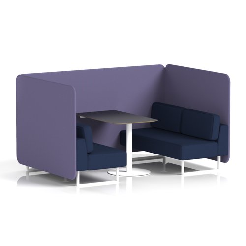 Brixworth 4 Seater Bench Booth With White Legs And Black Table With White Leg In Synergy Fabric - Order Panels And Alike Sofa