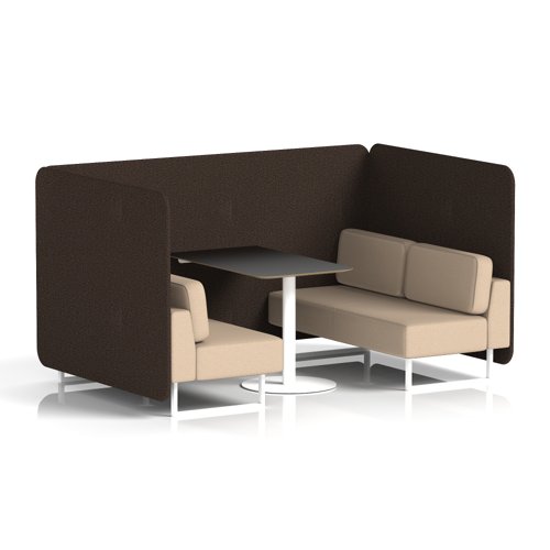 Brixworth 4 Seater Bench Booth With White Legs And Black Table With White Leg In Synergy Fabric - Wed Panels And Affix Sofa