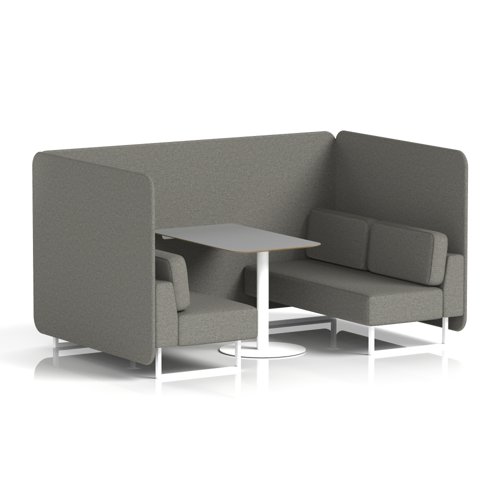 Brixworth 4 Seater Bench Booth With White Legs And Grey Table With White Leg In X2 Fabric - Number Panels And Sofa