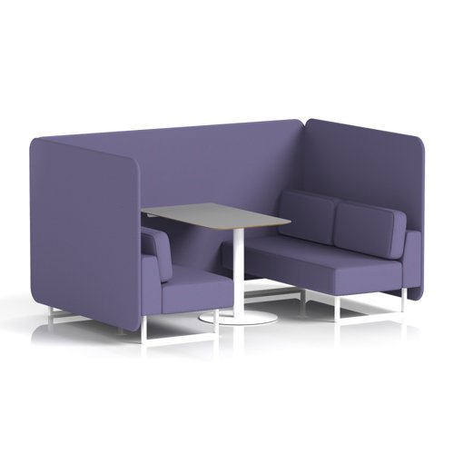 Brixworth 4 Seater Bench Booth With White Legs And Grey Table With White Leg In Synergy Fabric - Order Panels And Sofa