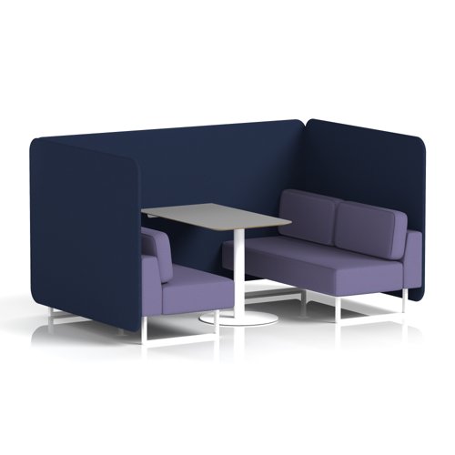 Brixworth 4 Seater Bench Booth With White Legs And Grey Table With White Leg In Synergy Fabric - Alike Panels And Order Sofa