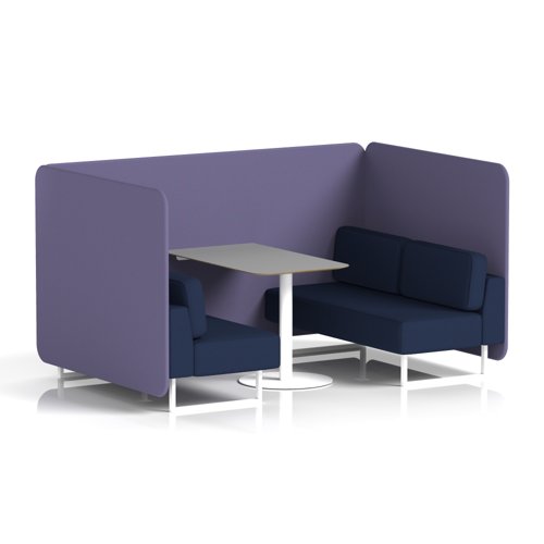 Brixworth 4 Seater Bench Booth With White Legs And Grey Table With White Leg In Synergy Fabric - Order Panels And Alike Sofa