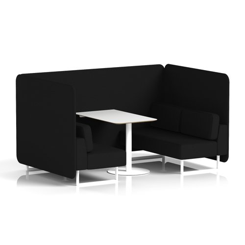 Brixworth 4 Seater Bench Booth With White Legs And White Table With White Leg In X2 Fabric - Diameter Panels And Sofa