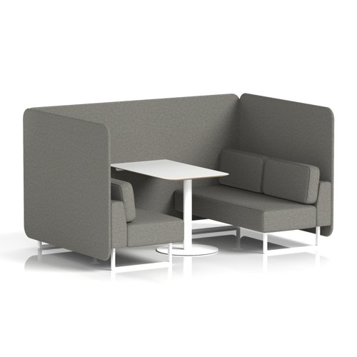 Brixworth 4 Seater Bench Booth With White Legs And White Table With White Leg In X2 Fabric - Number Panels And Sofa
