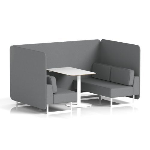 Brixworth 4 Seater Bench Booth With White Legs And White Table With White Leg In Synergy Fabric - Partner Panels And Sofa