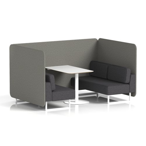 Brixworth 4 Seater Bench Booth With White Legs And White Table With White Leg In X2 Fabric - Number Panels And Arithmetic Sofa
