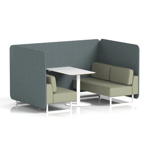 Brixworth 4 Seater Bench Booth With White Legs And White Table With White Leg In Main Line Flax Fabric - Westminster Panels And Newbury Sofa