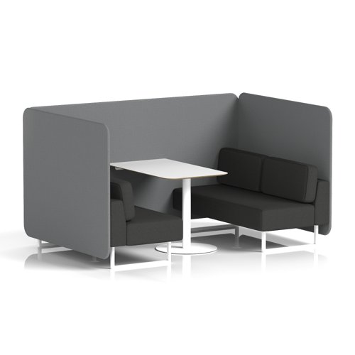 Brixworth 4 Seater Bench Booth With White Legs And White Table With White Leg In Synergy Fabric - Partner Panels And Mix Sofa