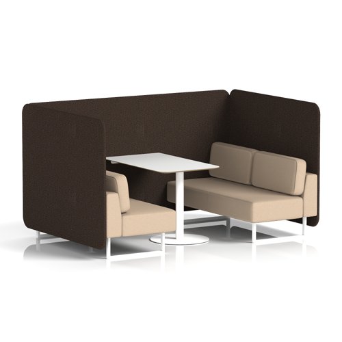 Brixworth 4 Seater Bench Booth With White Legs And White Table With White Leg In Synergy Fabric - Wed Panels And Affix Sofa