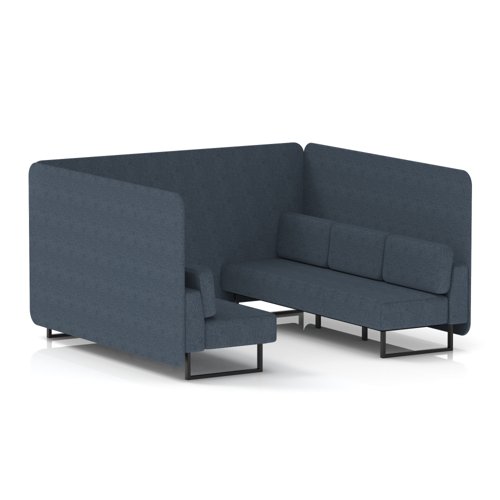 Brixworth 6 Seater Bench Booth With Black Legs In Rivet Fabric - Crucible Panels And Sofa
