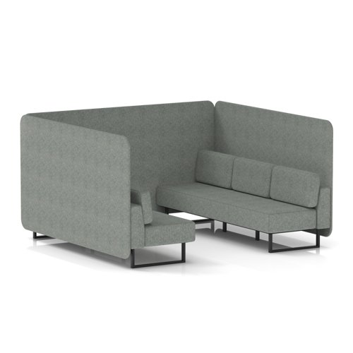 Brixworth 6 Seater Bench Booth With Black Legs In Rivet Fabric - Prime Panels And Sofa