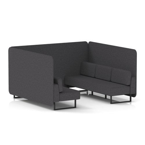 Brixworth 6 Seater Bench Booth With Black Legs In X2 Fabric - Arithmetic Panels And Sofa