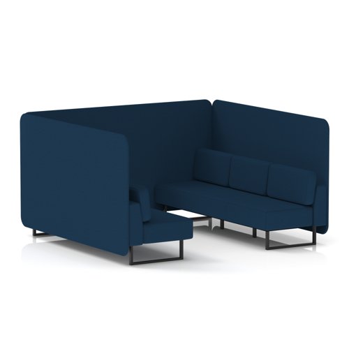 Brixworth 6 Seater Bench Booth With Black Legs In X2 Fabric - Calculus Panels And Sofa