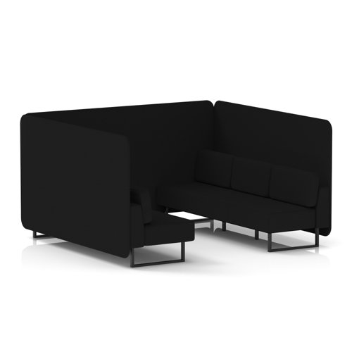 Brixworth 6 Seater Bench Booth With Black Legs In X2 Fabric - Diameter Panels And Sofa