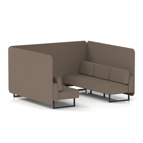 Brixworth 6 Seater Bench Booth With Black Legs In X2 Fabric - Theory Panels And Sofa