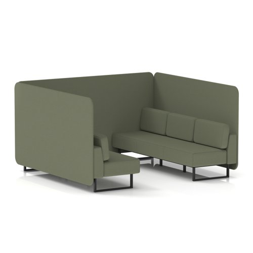 Brixworth 6 Seater Bench Booth With Black Legs In Main Line Flax Fabric - Monument Panels And Sofa