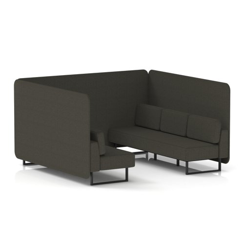 Brixworth 6 Seater Bench Booth With Black Legs In Main Line Flax Fabric - Temple Panels And Sofa
