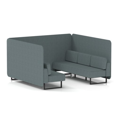 Brixworth 6 Seater Bench Booth With Black Legs In Main Line Flax Fabric - Westminster Panels And Sofa
