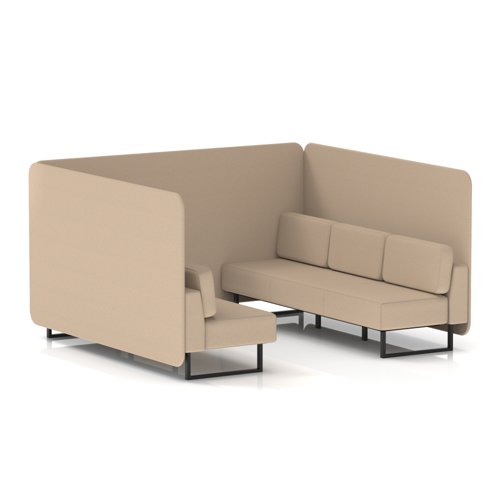 Brixworth 6 Seater Bench Booth With Black Legs In Synergy Fabric - Affix Panels And Sofa
