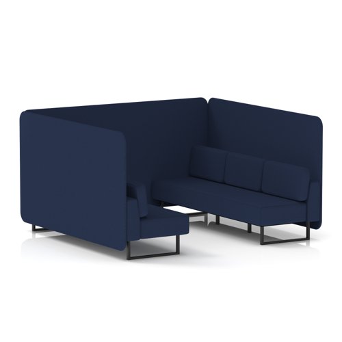 Brixworth 6 Seater Bench Booth With Black Legs In Synergy Fabric - Alike Panels And Sofa