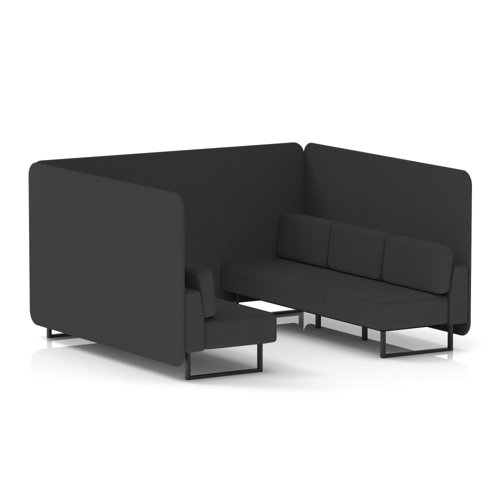 Brixworth 6 Seater Bench Booth With Black Legs In Synergy Fabric - Mix Panels And Sofa