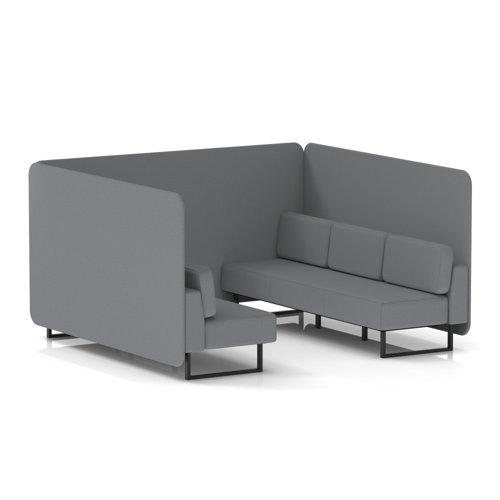 Brixworth 6 Seater Bench Booth With Black Legs In Synergy Fabric - Partner Panels And Sofa