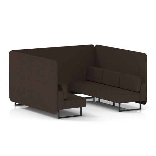 Brixworth 6 Seater Bench Booth With Black Legs In Synergy Fabric - Wed Panels And Sofa