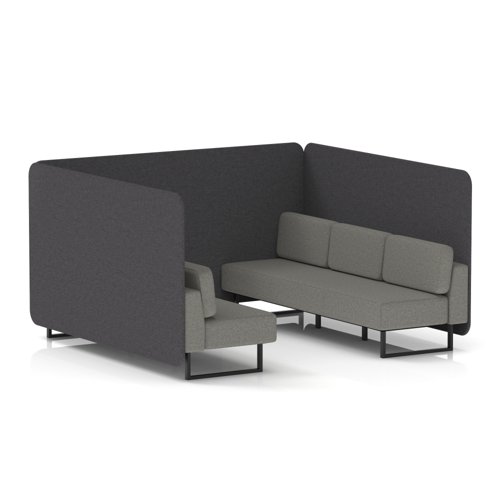 Brixworth 6 Seater Bench Booth With Black Legs In X2 Fabric - Arithmetic Panels And Number Sofa