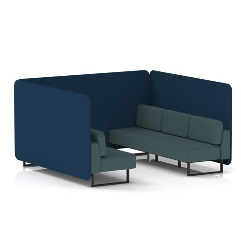 Brixworth 6 Seater Bench Booth With Black Legs In X2 Fabric - Calculus Panels And Polygon Sofa